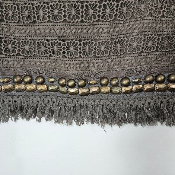 Brown Lace Fringe Beaded Mini Skirt. Leshop. Size Small. - Picture 4 of 7